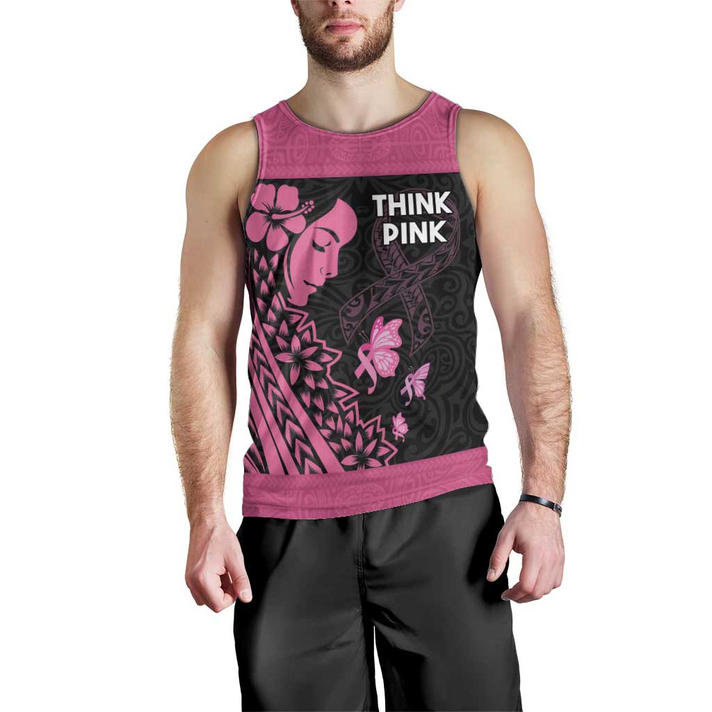 Breast Cancer Awareness Men Tank Top Think Pink Polynesian Ribbon and Butterfly LT03 - Polynesian Pride