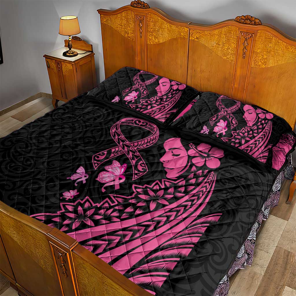 Breast Cancer Awareness Quilt Bed Set Think Pink Polynesian Ribbon and Butterfly LT03 - Polynesian Pride