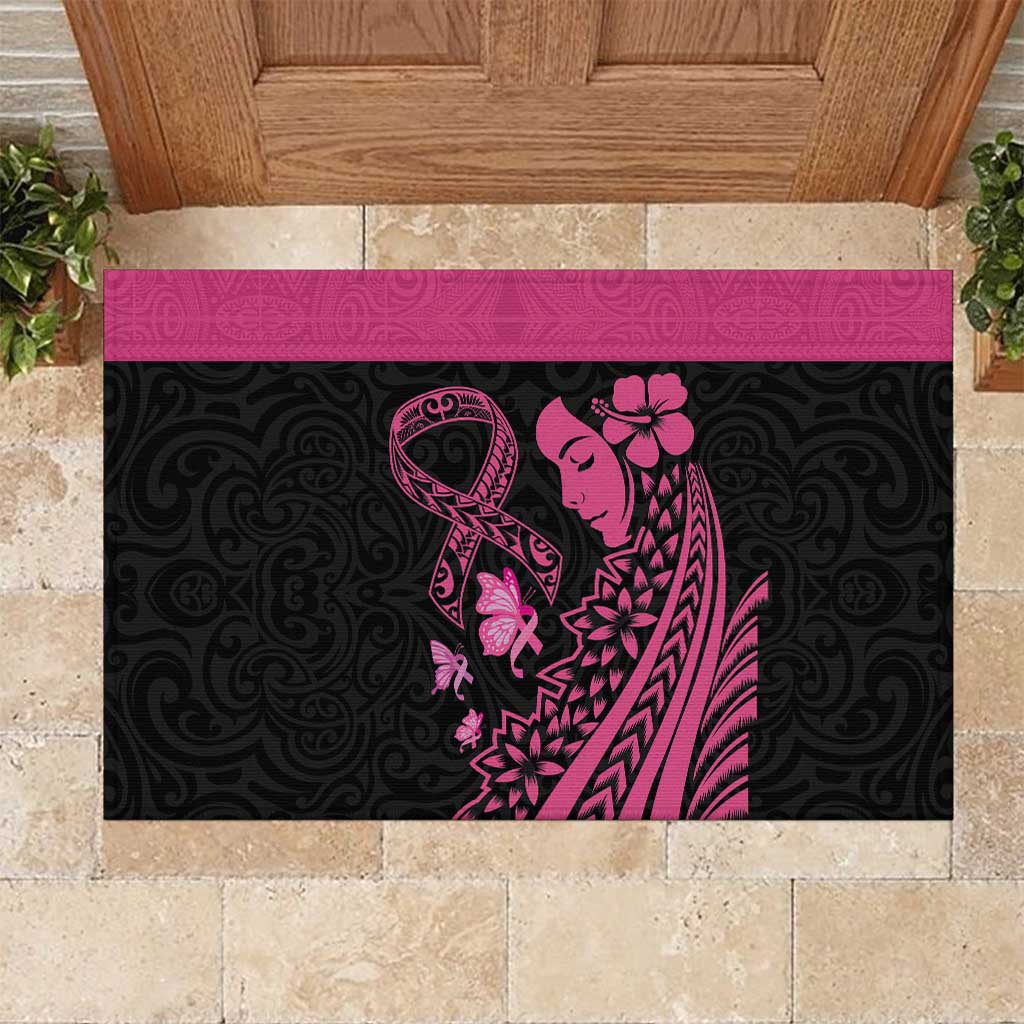 Breast Cancer Awareness Rubber Doormat Think Pink Polynesian Ribbon and Butterfly LT03 Pink - Polynesian Pride