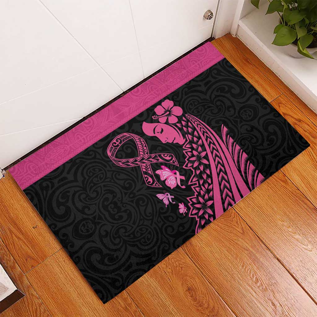 Breast Cancer Awareness Rubber Doormat Think Pink Polynesian Ribbon and Butterfly LT03 - Polynesian Pride
