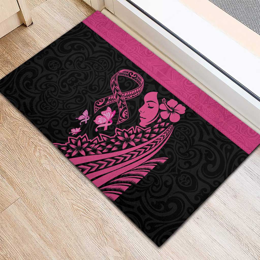 Breast Cancer Awareness Rubber Doormat Think Pink Polynesian Ribbon and Butterfly LT03 - Polynesian Pride