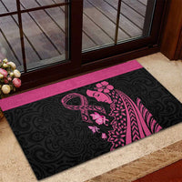 Breast Cancer Awareness Rubber Doormat Think Pink Polynesian Ribbon and Butterfly LT03 - Polynesian Pride