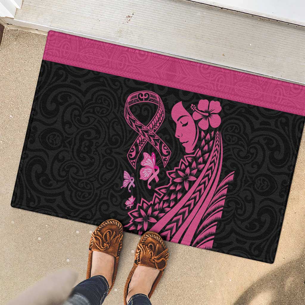 Breast Cancer Awareness Rubber Doormat Think Pink Polynesian Ribbon and Butterfly LT03 - Polynesian Pride