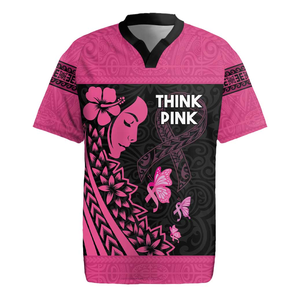 Breast Cancer Awareness Rugby Jersey Think Pink Polynesian Ribbon and Butterfly LT03 Pink - Polynesian Pride