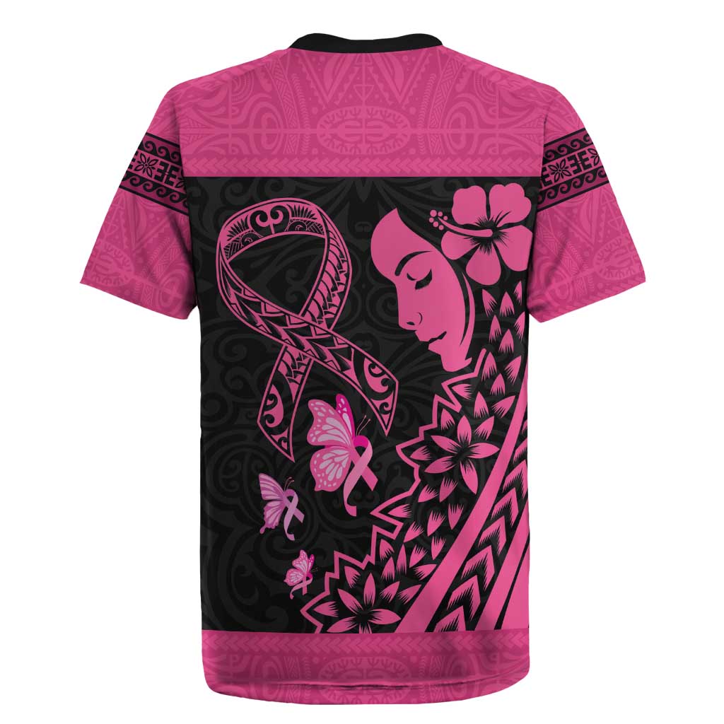 Breast Cancer Awareness Rugby Jersey Think Pink Polynesian Ribbon and Butterfly LT03 - Polynesian Pride