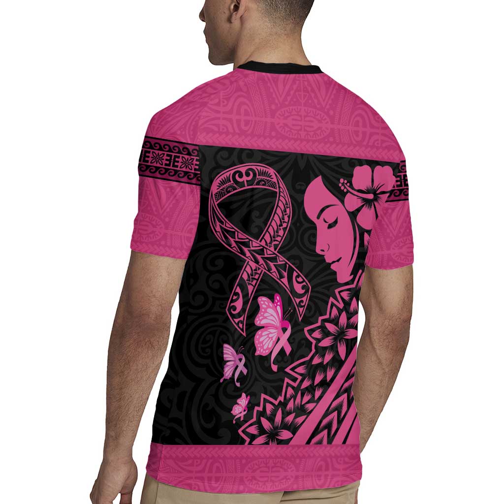 Breast Cancer Awareness Rugby Jersey Think Pink Polynesian Ribbon and Butterfly LT03 - Polynesian Pride