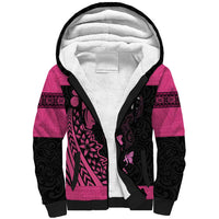 Breast Cancer Awareness Sherpa Hoodie Think Pink Polynesian Ribbon and Butterfly LT03 Unisex Pink - Polynesian Pride