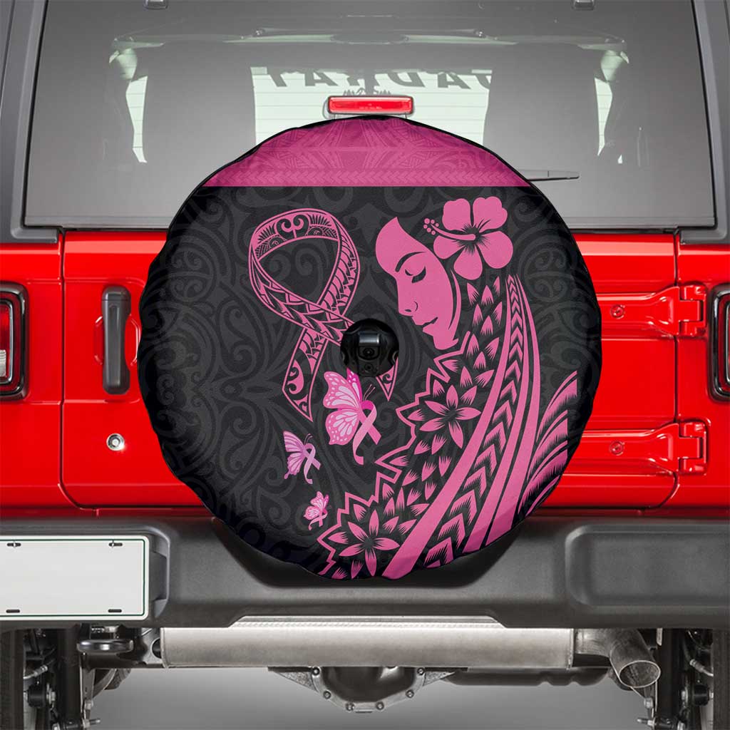 Breast Cancer Awareness Spare Tire Cover Think Pink Polynesian Ribbon and Butterfly LT03 - Polynesian Pride