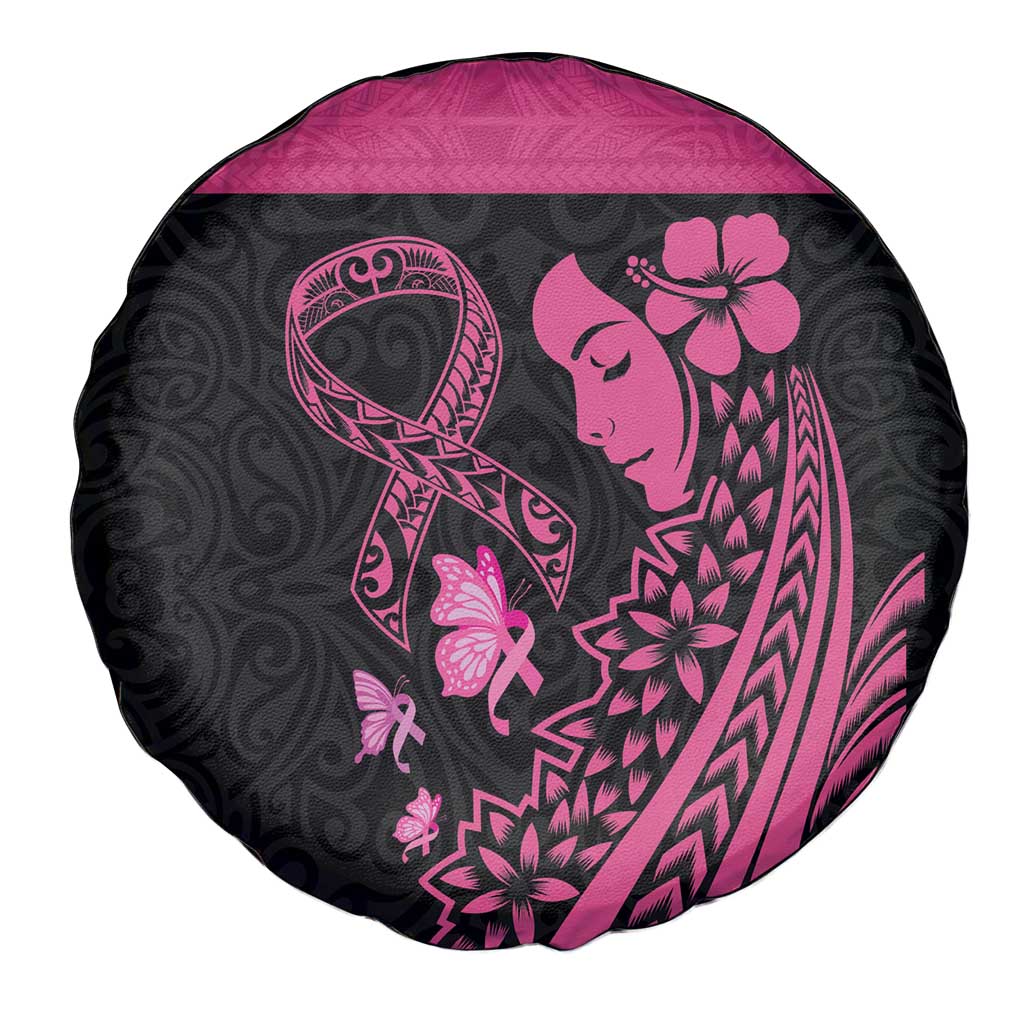 Breast Cancer Awareness Spare Tire Cover Think Pink Polynesian Ribbon and Butterfly LT03 - Polynesian Pride
