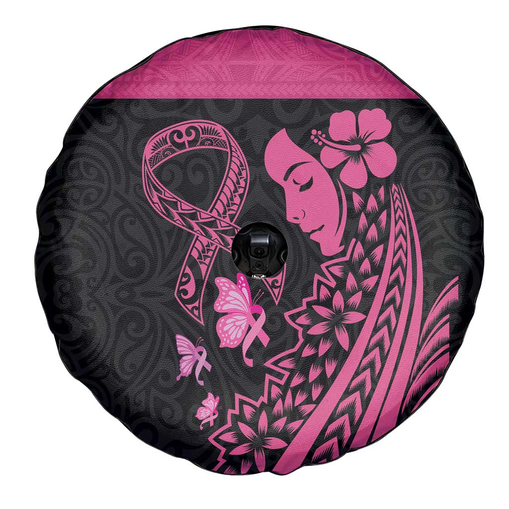 Breast Cancer Awareness Spare Tire Cover Think Pink Polynesian Ribbon and Butterfly LT03 - Polynesian Pride