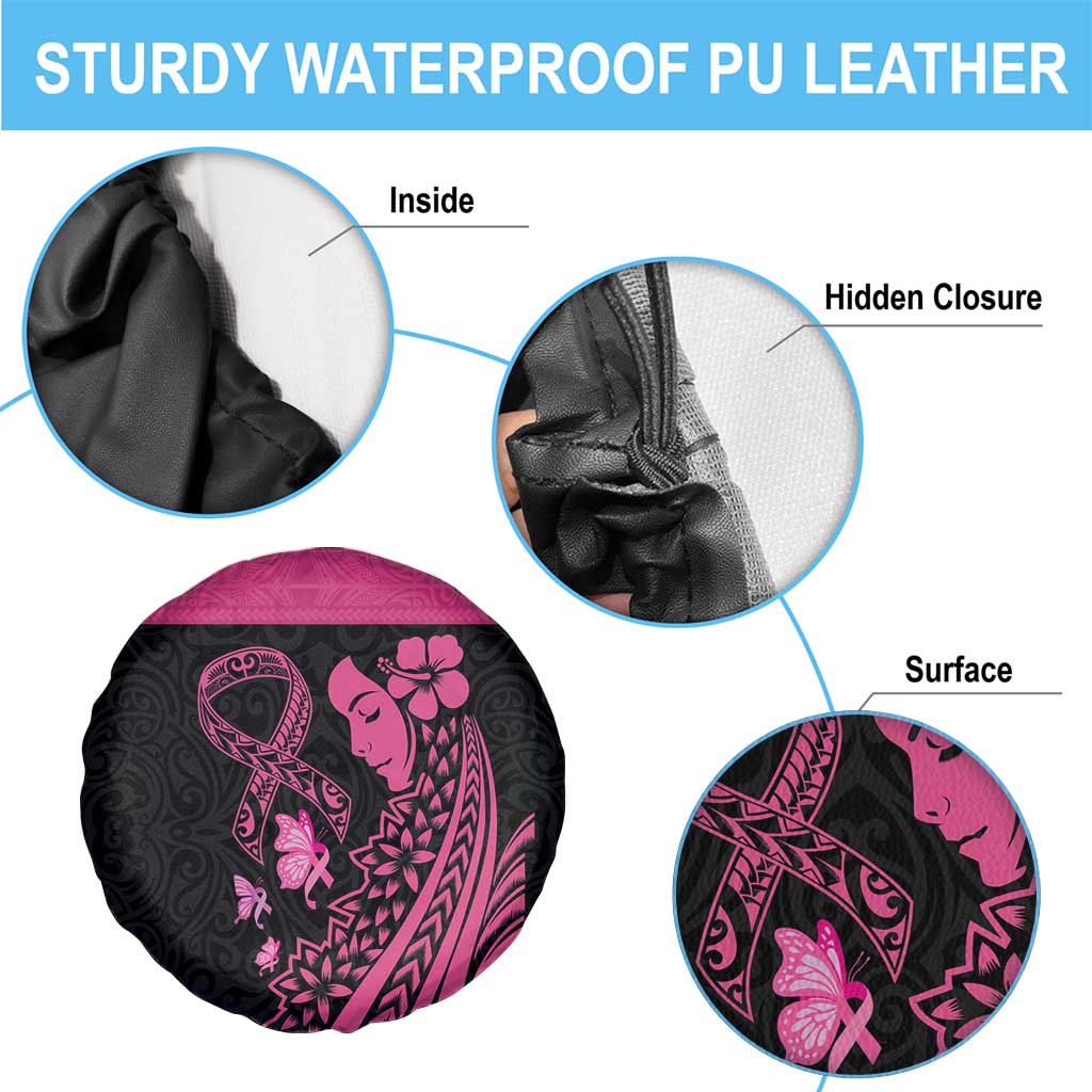 Breast Cancer Awareness Spare Tire Cover Think Pink Polynesian Ribbon and Butterfly LT03 - Polynesian Pride