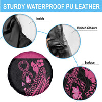 Breast Cancer Awareness Spare Tire Cover Think Pink Polynesian Ribbon and Butterfly LT03 - Polynesian Pride