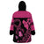 Breast Cancer Awareness Wearable Blanket Hoodie Think Pink Polynesian Ribbon and Butterfly