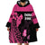 Breast Cancer Awareness Wearable Blanket Hoodie Think Pink Polynesian Ribbon and Butterfly