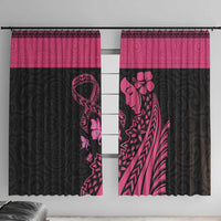 Breast Cancer Awareness Window Curtain Think Pink Polynesian Ribbon and Butterfly LT03 With Hooks Pink - Polynesian Pride