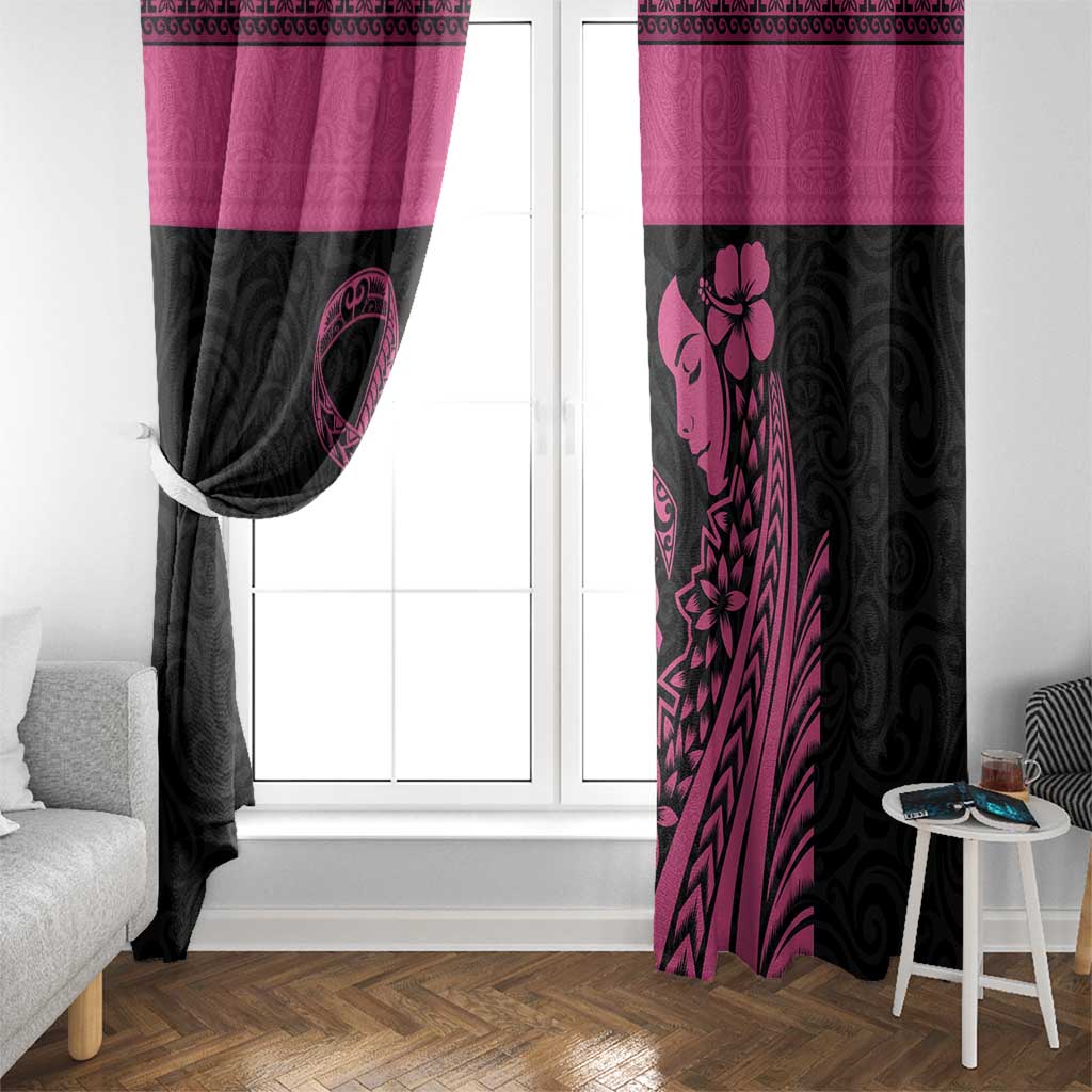 Breast Cancer Awareness Window Curtain Think Pink Polynesian Ribbon and Butterfly LT03 - Polynesian Pride