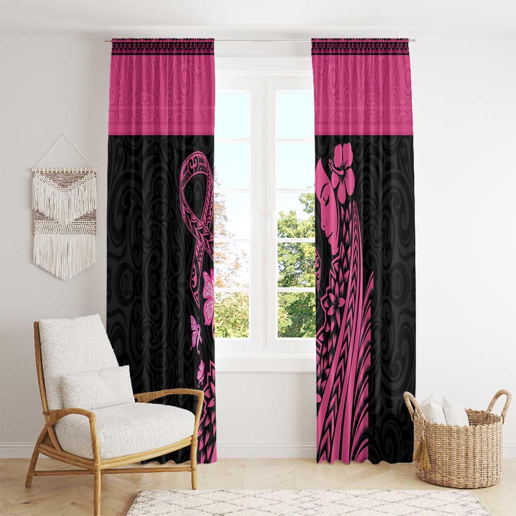 Breast Cancer Awareness Window Curtain Think Pink Polynesian Ribbon and Butterfly LT03 - Polynesian Pride