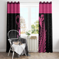 Breast Cancer Awareness Window Curtain Think Pink Polynesian Ribbon and Butterfly LT03 - Polynesian Pride