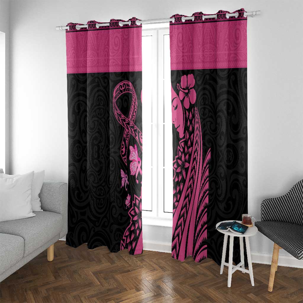 Breast Cancer Awareness Window Curtain Think Pink Polynesian Ribbon and Butterfly LT03 With Grommets Pink - Polynesian Pride
