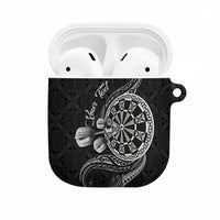 Personalised Niue Darts Masters AirPods Case Tribal Hiapo Dartboard LT03 Black - Polynesian Pride