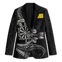 Personalised Niue Darts Masters Blazer Tribal Hiapo Dartboard LT03 Unisex Black - Polynesian Pride