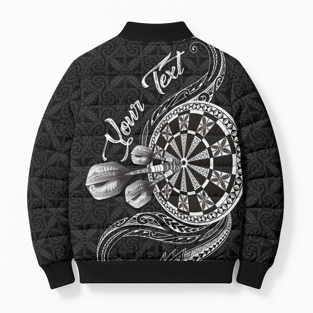 Personalised Niue Darts Masters Bomber Puffer Jacket Tribal Hiapo Dartboard LT03 - Polynesian Pride