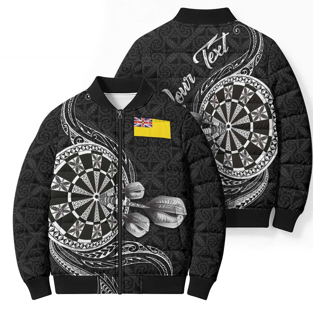 Personalised Niue Darts Masters Bomber Puffer Jacket Tribal Hiapo Dartboard LT03 - Polynesian Pride