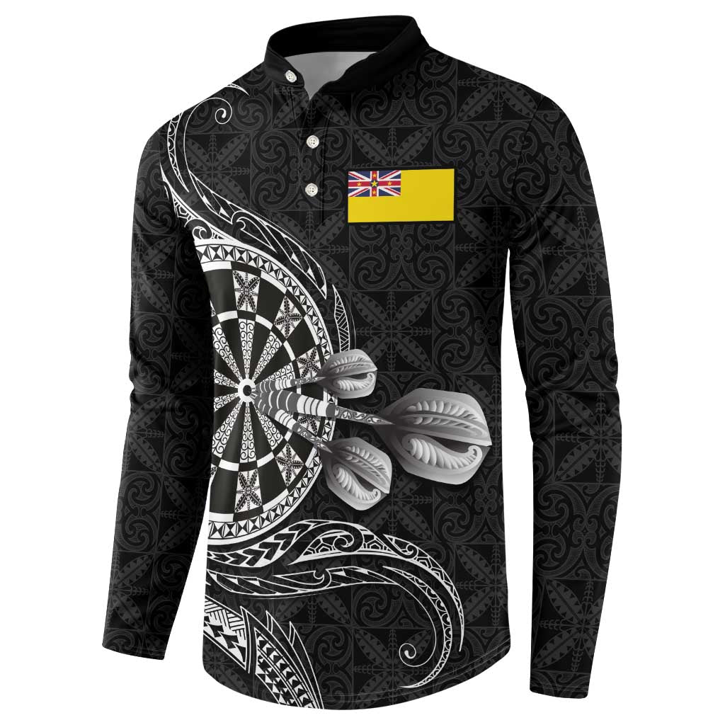 Personalised Niue Darts Masters Button Sweatshirt Tribal Hiapo Dartboard LT03 - Polynesian Pride