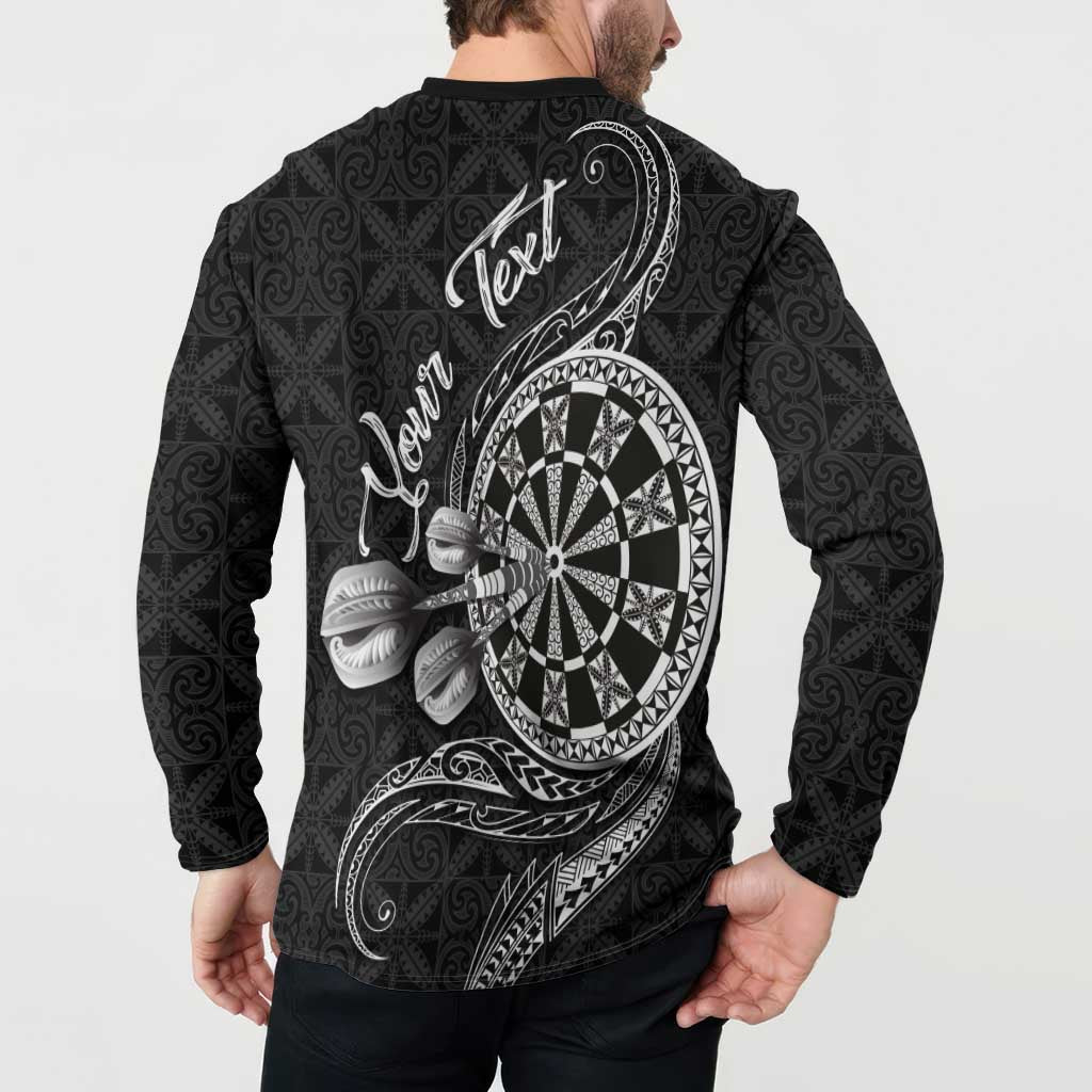 Personalised Niue Darts Masters Button Sweatshirt Tribal Hiapo Dartboard LT03 - Polynesian Pride