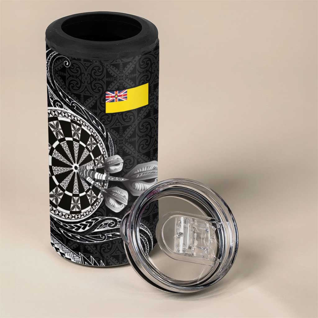 Personalised Niue Darts Masters 4 in 1 Can Cooler Tumbler Tribal Hiapo Dartboard LT03 - Polynesian Pride