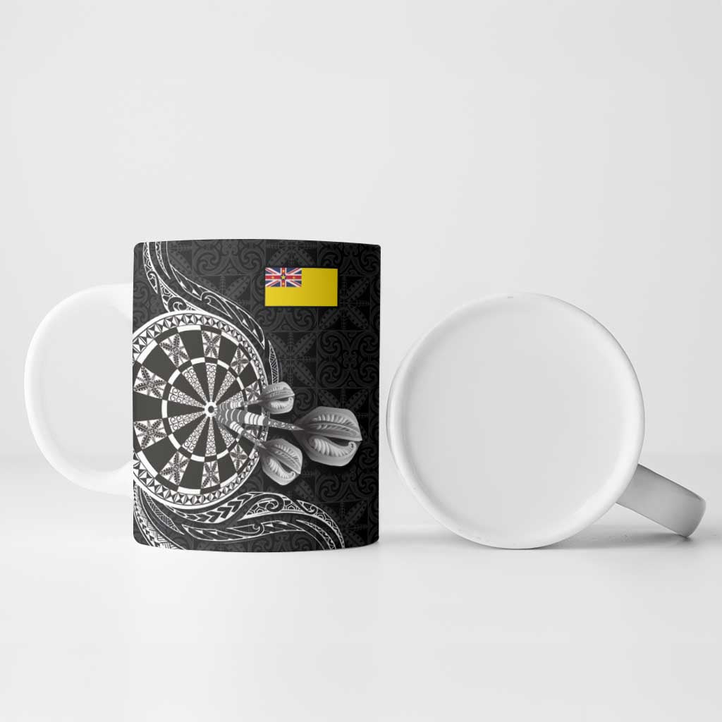 Personalised Niue Darts Masters Ceramic Mug Tribal Hiapo Dartboard LT03 - Polynesian Pride