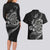 Personalised Niue Darts Masters Couples Matching Long Sleeve Bodycon Dress and Hawaiian Shirt Tribal Hiapo Dartboard - Polynesian Pride