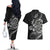 Personalised Niue Darts Masters Couples Matching Off The Shoulder Long Sleeve Dress and Hawaiian Shirt Tribal Hiapo Dartboard - Polynesian Pride