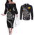 Personalised Niue Darts Masters Couples Matching Off The Shoulder Long Sleeve Dress and Long Sleeve Button Shirt Tribal Hiapo Dartboard - Polynesian Pride
