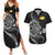 Personalised Niue Darts Masters Couples Matching Summer Maxi Dress and Hawaiian Shirt Tribal Hiapo Dartboard - Polynesian Pride