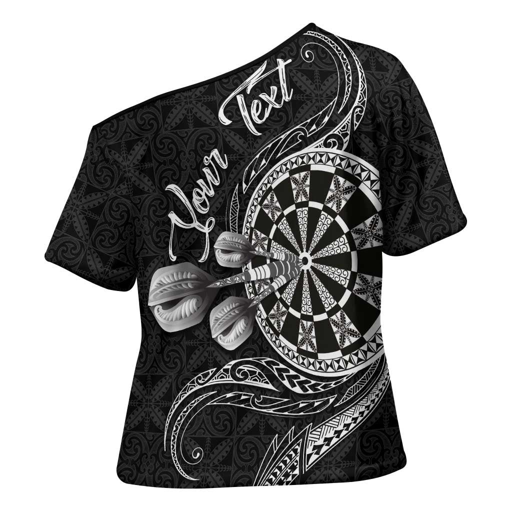 Personalised Niue Darts Masters Cross Shoulder Shirt Tribal Hiapo Dartboard LT03 - Polynesian Pride