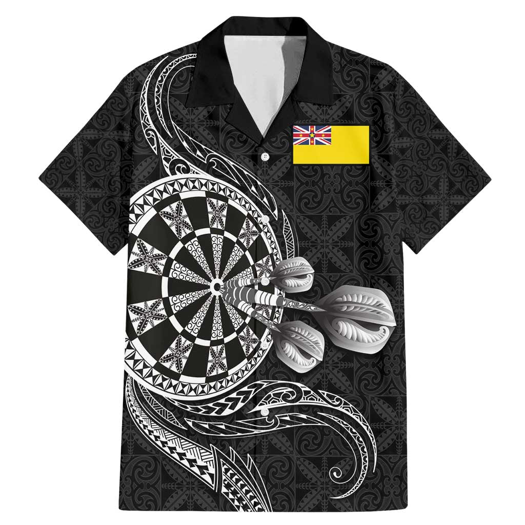 Personalised Niue Darts Masters Family Matching Mermaid Dress and Hawaiian Shirt Tribal Hiapo Dartboard - Polynesian Pride