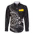Personalised Niue Darts Masters Family Matching Off The Shoulder Long Sleeve Dress and Hawaiian Shirt Tribal Hiapo Dartboard - Polynesian Pride