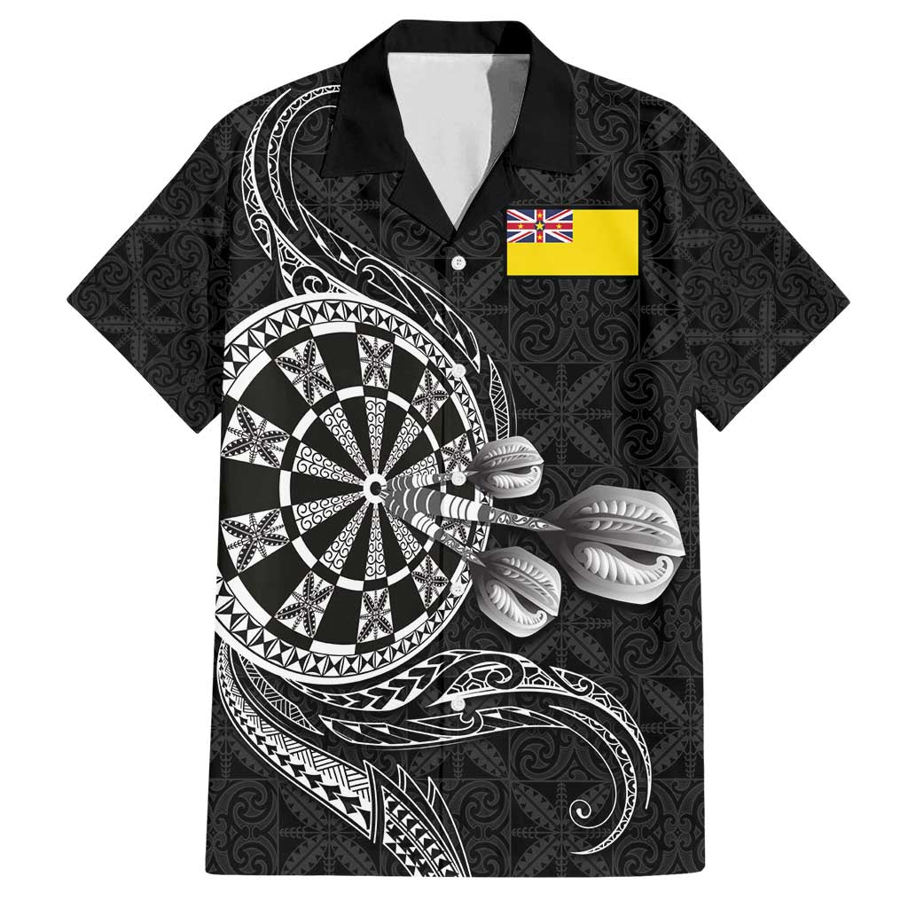 Personalised Niue Darts Masters Family Matching Puletasi and Hawaiian Shirt Tribal Hiapo Dartboard - Polynesian Pride