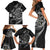 Personalised Niue Darts Masters Family Matching Short Sleeve Bodycon Dress and Hawaiian Shirt Tribal Hiapo Dartboard - Polynesian Pride