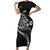 Personalised Niue Darts Masters Family Matching Short Sleeve Bodycon Dress and Hawaiian Shirt Tribal Hiapo Dartboard - Polynesian Pride