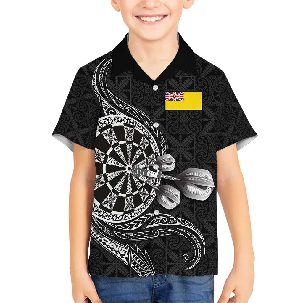 Personalised Niue Darts Masters Family Matching Tank Maxi Dress and Hawaiian Shirt Tribal Hiapo Dartboard - Polynesian Pride