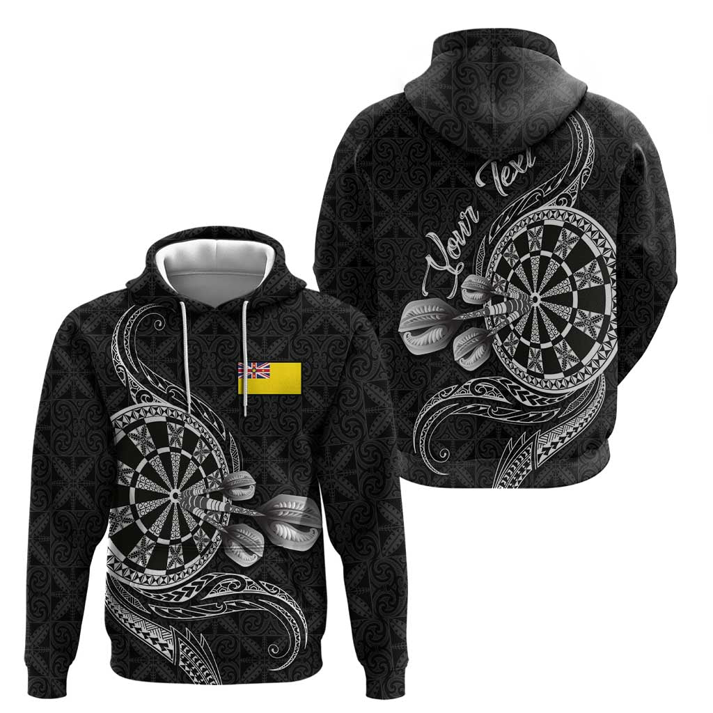 Personalised Niue Darts Masters Hoodie Tribal Hiapo Dartboard - Polynesian Pride