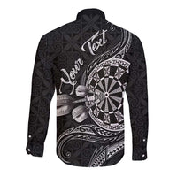 Personalised Niue Darts Masters Long Sleeve Button Shirt Tribal Hiapo Dartboard LT03 - Polynesian Pride