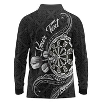 Personalised Niue Darts Masters Long Sleeve Polo Shirt Tribal Hiapo Dartboard LT03 - Polynesian Pride