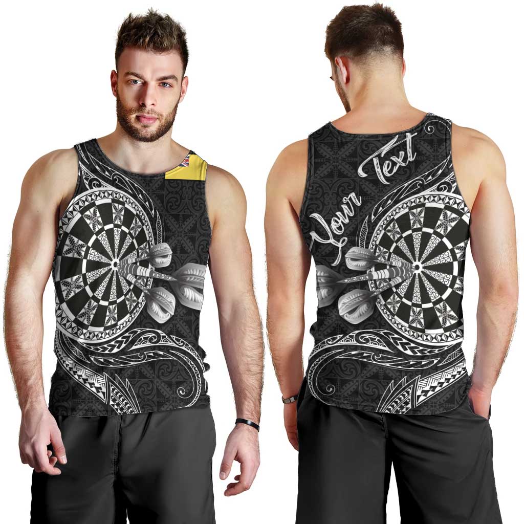 Personalised Niue Darts Masters Men Tank Top Tribal Hiapo Dartboard - Polynesian Pride