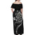 Personalised Niue Darts Masters Off Shoulder Maxi Dress Tribal Hiapo Dartboard - Polynesian Pride