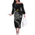 Personalised Niue Darts Masters Off The Shoulder Long Sleeve Dress Tribal Hiapo Dartboard - Polynesian Pride