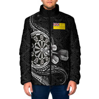 Personalised Niue Darts Masters Padded Jacket Tribal Hiapo Dartboard LT03 Men Black - Polynesian Pride