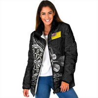 Personalised Niue Darts Masters Padded Jacket Tribal Hiapo Dartboard LT03 Women Black - Polynesian Pride